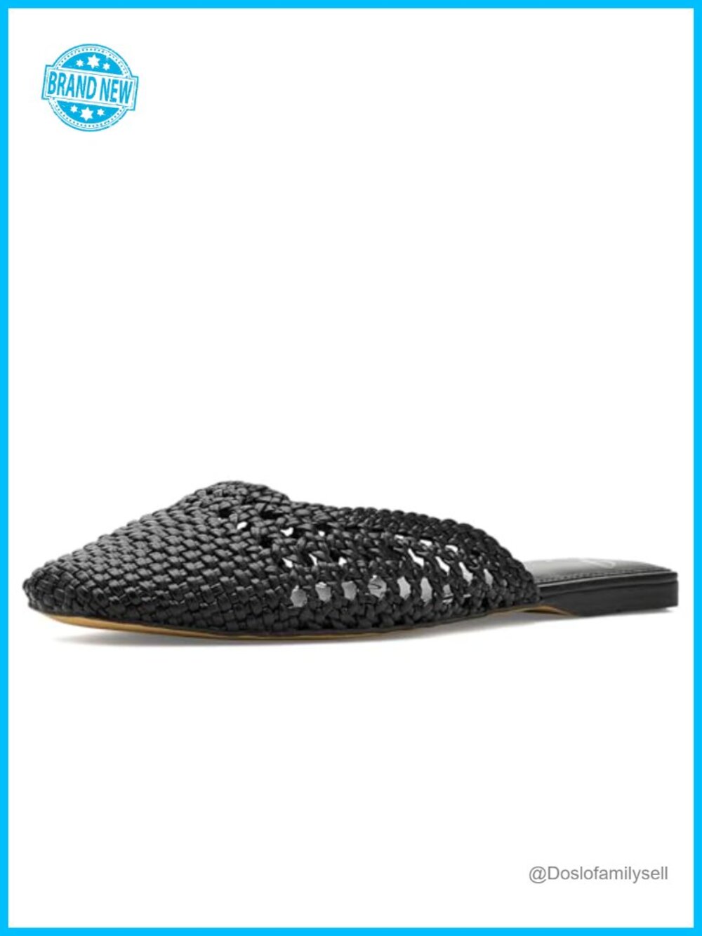 SAM EDELMAN Nola Woven Square Toe Slip-On Mule Slides Flat Heel